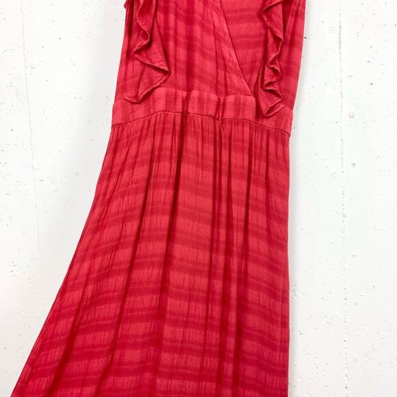 Michael Stars Womens Ruffle Maxi Dress Soft Woven Red Sleeveless V-Neck XS - Picture 8 of 16